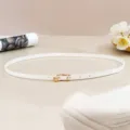 Minimalist white PU leather thin belt with elegant gold pin buckle detail for women. - 105cm / White