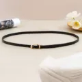 Ceinture fine en cuir synthétique PU avec boucle ardillon dorée, accessoire casual. - 105cm / Noir