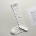 Witte gerimpelde sokken halverwege de kalf Effen kleur mesh ademend schattige stijl - Eén maat / Wit