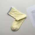 Japanese vintage vine hollow breathable mesh mid-calf socks spring summer color-blocking socks - One Size / Yellow