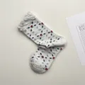 Calcetines de media caña con volantes y flores para mujer, algodón gris con trenzas. - Talla única / Estampado Fair Isle