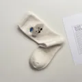Calze di spugna ricamate con simpatici cartoni animati per donne, calde e morbide invernali. - Taglia unica / Bianco
