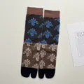 Otoño invierno retro floral relieve calcetines tabi japoneses vintage calcetines mujer - Talla única / Caramelo Azul y Blanco