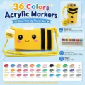 Set 36 Akrylikoi Markeroi me Anadromiki Thiki Epaggelmatiki Zografiki kai Graffiti - 36 Хρώματα Χαριτωμένο Στιλ Λουριού Μέλισσας