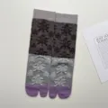 Otoño invierno japonés retro flores repujadas calcetines dedo dividido algodón mujer - Talla única / Gris Marrón Patrón de Arce