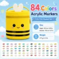 84 colors acrylic markers set with cute felt storage bucket, ideal for kids drawing art. - 84 Colors Cute Bee Handheld Style