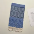 Chaussettes tabi rétro à jacquard floral bleu, chaussettes mi-mollet en coton vintage femme - Taille unique / Bleu Clair Fleur de Givre