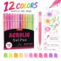 set van 12 acryl gelpennen 0.8mm fijne punt waterdichte markeerstiften voor diy journaling tekenen - 12-Kleuren Roze Serie