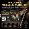 36 Farben metallic Acrylmarker Set mit weicher Pinselspitze für Stein, Leinwand, Glas und Kunst. - Farbe 36