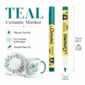 Teal ceramic marker pen for porcelain and glass DIY painting with smooth fiber tip and ink. - Single Stem / Turquoise Green