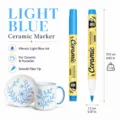 Light blue ceramic marker pen for DIY porcelain and mug painting with smooth tip. - Single Stem / Sky Blue