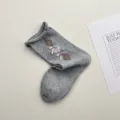 Calcetines de media caña de rombos retro coreanos lazo bonito algodón slouch mujer - Talla única / Gris Jaspeado Claro