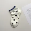 Calcetines cortos estilo coreano con lunares contraste, calcetines algodon verano - Talla única / Blanco
