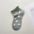 Calcetines cortos de lunares estilo coreano, calcetines de tobillo informales de primavera para mujer. - Talla única / Gris claro