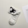Cute cat print breathable mesh women socks, comfortable casual short cotton socks for summer. - One Size / Light Gray