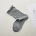 Calcetines grises con dobladillo, calcetines de algodón suave y transpirable para mujer. - Talla única / Gris claro