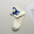 Cute cat breathable mesh women's short socks, spring and summer Korean style cartoon animal design. - One Size / Blue Cat on White