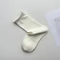 Calcetines slouch blancos lisos con vuelta, calcetines de mujer de algodón transpirable. - Talla única / Blanco Roto