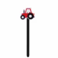 Cute tractor silicone gel pen variant with removable cartoon topper and black ink refill. - Red Tractor