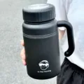 Tazza termica in acciaio inossidabile semplice con manico tazza da ufficio portatile - Tazza Singola / Nero