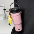 Stainless steel insulated tumbler with handle large capacity cute pink travel water bottle - Dual Drink Pink 800ML + Star Pendant