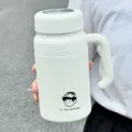 Borraccia termica portatile in acciaio inossidabile con manico tazza termica bianca vista principale - Tazza Singola / Bianco