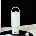 Grande tazza termica in acciaio inossidabile con manico 700ml bicchiere da viaggio - Tazza Singola / Bianco 700ML