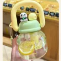 Simpatica borraccia panda con cannuccia e manico portatile grande capacità per l'estate. - Decorazione a forma di panda / 800ml / Verde