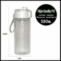 Bottiglia d'Acqua in Plastica 580ml Tazza Sportiva Portatile con Coperchio e Cinturino Ufficio - Tazza Standard / Bianco 550ML