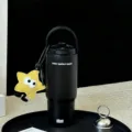 Grande tazza termica in acciaio inossidabile da 700 ml con manico e ciondolo a stella - Tazza Singola / Nero 700ml + ciondolo stella