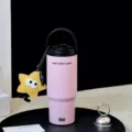 Stainless steel vacuum insulated tumbler with handle and cute star pendant for outdoor travel - Pink With Star Pendant