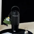 Large capacity stainless steel insulated tumbler with handle for outdoor car and travel use. - Black with Pine Pendant