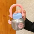 Simpatica bottiglia d'acqua a pancione con manico portatile e design a doppio beccuccio per uso. - Edizione Standard / Argento