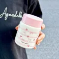 Cute portable 304 stainless steel thermos cup detail, lovely pink lid with bunny and cherry print. - Single Cup / Pink 200ML Mini Cute Pet Thermos Cup