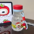 Cute cartoon dog clear water bottle with straw red cap and lanyard for students summer daily use - Single Cup (With Portable Strap) / Cream Rose Red