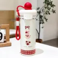 Bottiglia termica in acciaio inossidabile con simpatico coniglio tazza da viaggio 600ml. - Tazza Singola / Coniglio Rosso 600ML