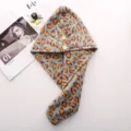 Microfiber Leopard Print Dry Hair Cap Thickened Absorbent Quick Drying Towel Wrap Hat - Green