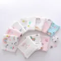 Toallitas de gasa de algodón puro para bebés, toallas faciales absorbentes suaves de 6 capas - Estampado Aleatorio