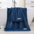 Hochdichte Korallenfleece Handtuch und Badetuch Set in Dunkelblau, weich und saugfähig. - 35x75cm / Blau