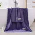 Hochdichte Korallenfleece Handtuch und Badetuch Set, dunkelviolett, 500 g/m² dickes Heim. - 35x75cm / Lila