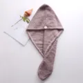 Thickened microfiber quick-drying hair drying cap solid color bath towel wrap for women - 65cm*25cm / Coffee