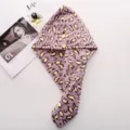 Microfiber leopard print hair drying cap quick dry shower towel wrap for women daily. - Purple