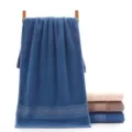 Cotton thick absorbent face towel with striped design for daily bathroom use and gifting - 74cm*34cm / Blue