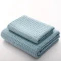 Cyan waffle weave bath towel set, soft quick-dry face and bath towels for daily use. - 70*140 / Blue