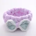 Weiches Korallenfleece Stirnband mit Schleife für Make-up und Gesichtsreinigung, lila Haarreif. - Lila