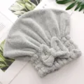 Graue Bambuskohle Faser Schleife trockenes Haar Mütze, saugfähiges Damen Handtuch Turban für Alltag. - Grün