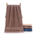 Pure cotton solid color thickened absorbent towel with soft texture and elegant stripe design. - 74cm*34cm / Brown