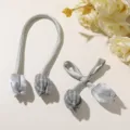 Dulce lazo de tulipán de doble cabeza a cuadros estilo bosque accesorio para el cabello. - Gris Azulado (Sin anudar)