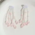 Accesorios borla de cuentas hechos a mano cuentas de arroz transparentes dijes cabello. - Rosa