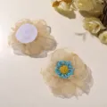 Organza beaded flower DIY hair accessory bridal garment decorative brooch craft supply - Light Yellow